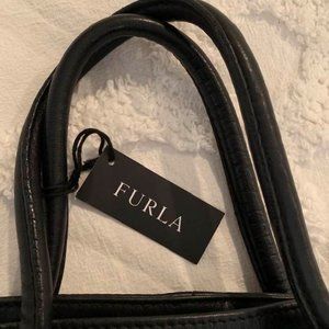 Furla Carmen Black Supple Leather Shoulder Bag